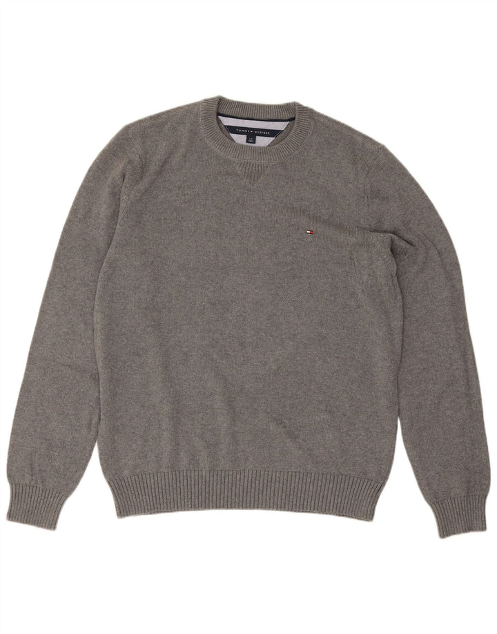 Maglione maglione girocollo da uomo Tommy Hilfiger grande cotone grigio