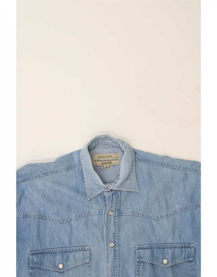 VINTAGE Mens Denim Shirt Size 37/38 Small Blue Cotton Vintage Vintage and Second-Hand Vintage from Messina Hembry 