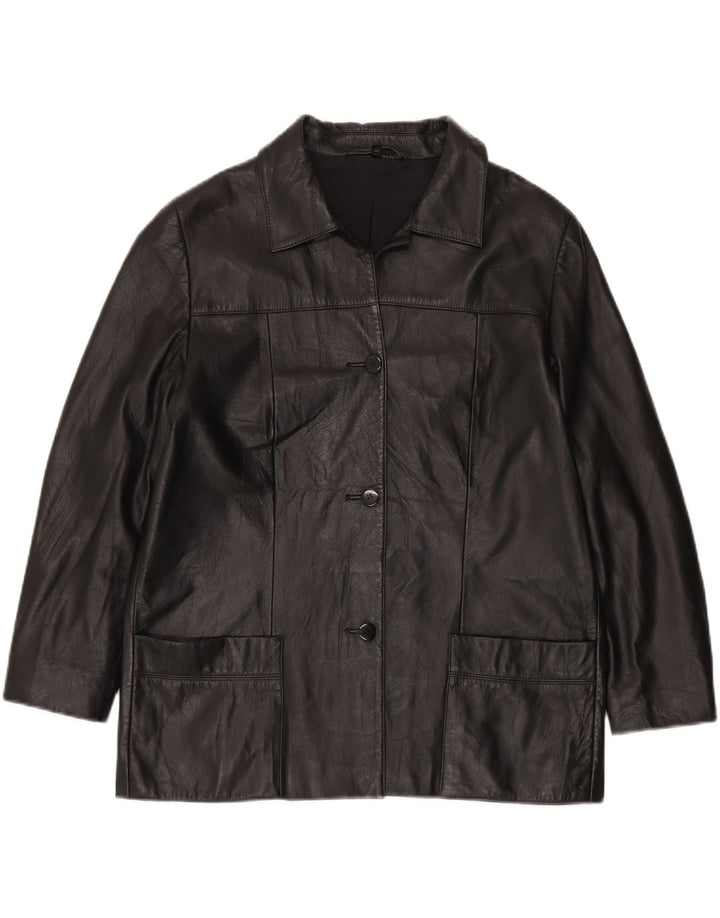 Giacca in pelle vintage da donna EU 42 grande nera