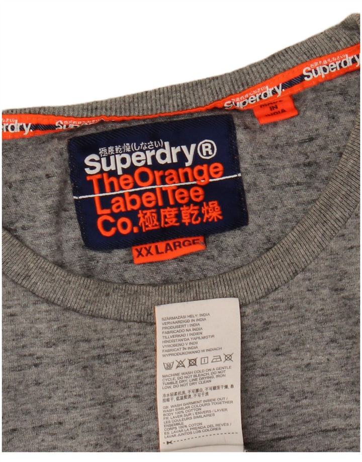T-shirt grafica da uomo Superdry Top 2XL cotone chiazzato grigio
