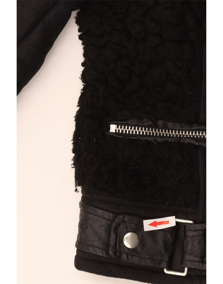 Giacca da motociclista Sherpa da donna Topshop UK 12 poliestere nero medio