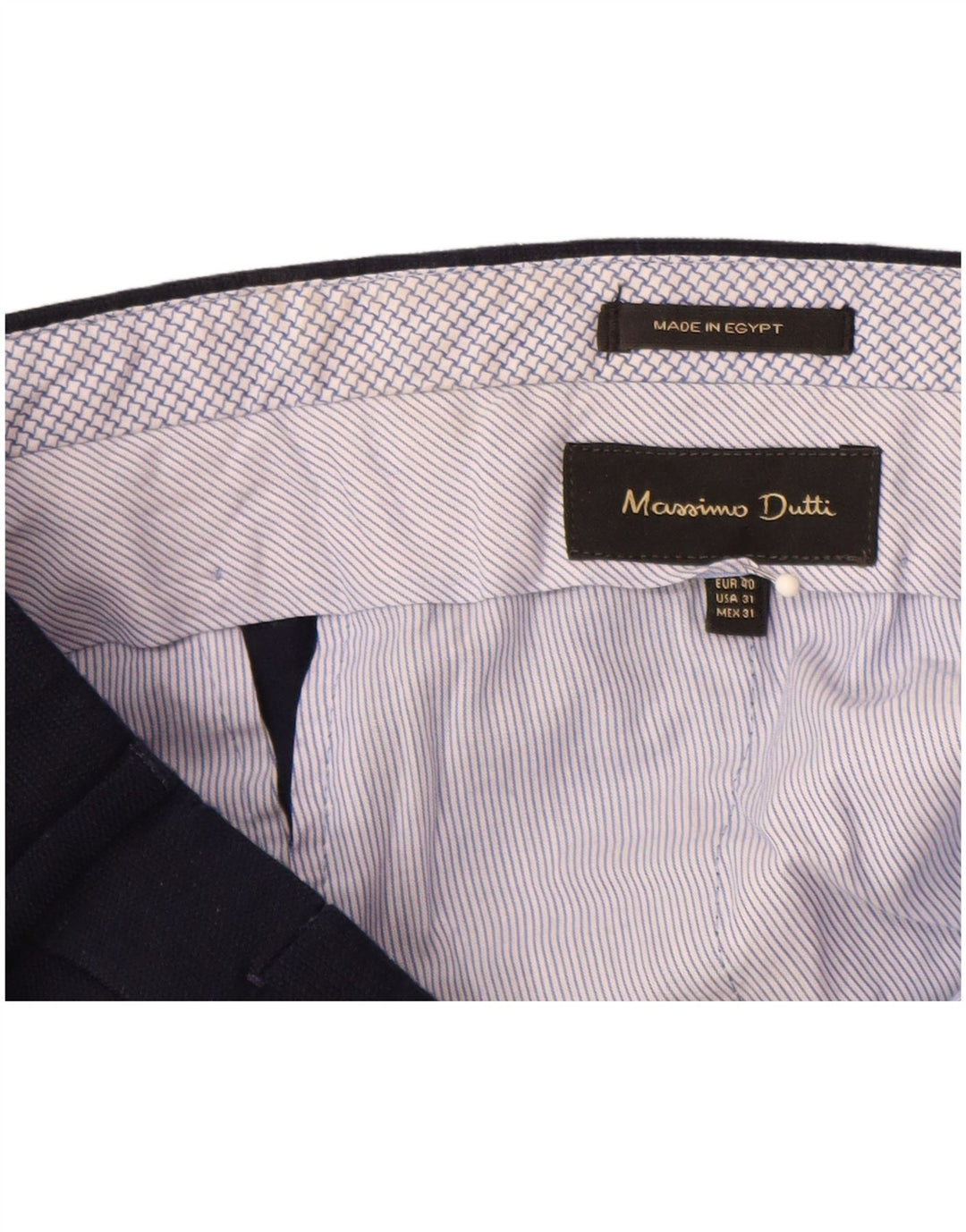 MASSIMO DUTTI Pantaloni da abito dritti da uomo EU 40 Medium W31 L32 Blu Navy