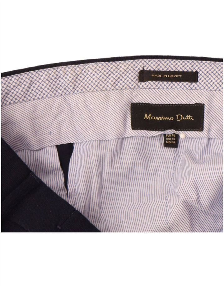 MASSIMO DUTTI Pantaloni da abito dritti da uomo EU 40 Medium W31 L32 Blu Navy