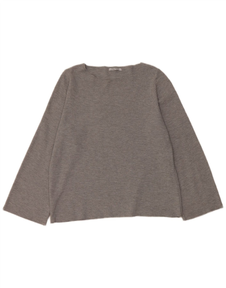 Top Zara Trafaluc da donna oversize a maniche lunghe UK 10 piccolo grigio