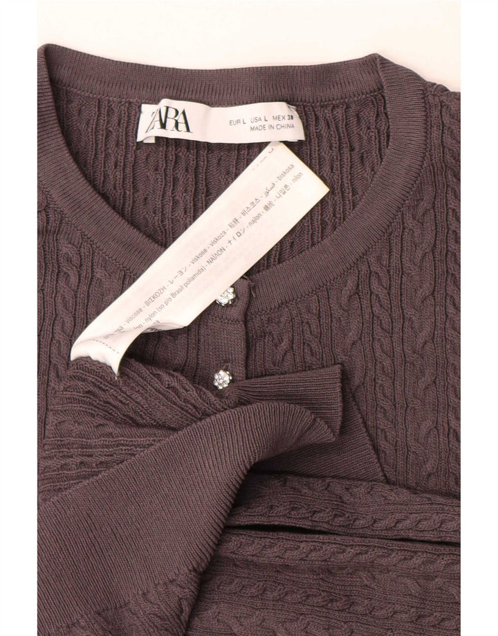 Maglione cardigan da donna Zara UK 16 grande viscosa grigia