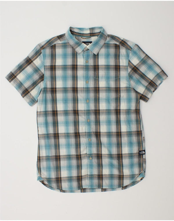 Camicia a maniche corte da uomo The North Face in cotone a quadri blu medio