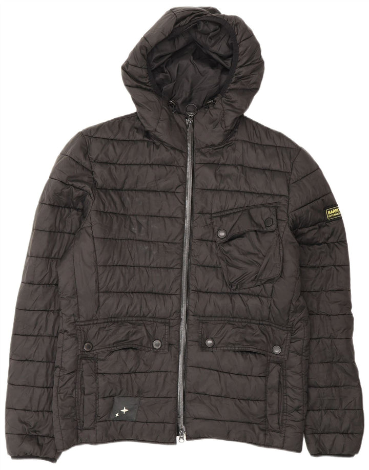 Giacca imbottita con cappuccio da uomo Barbour UK 40 grande poliestere nero
