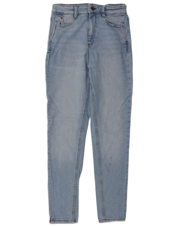 Jeans skinny a vita alta da donna Zara EU 38 Small W28 L29 cotone blu