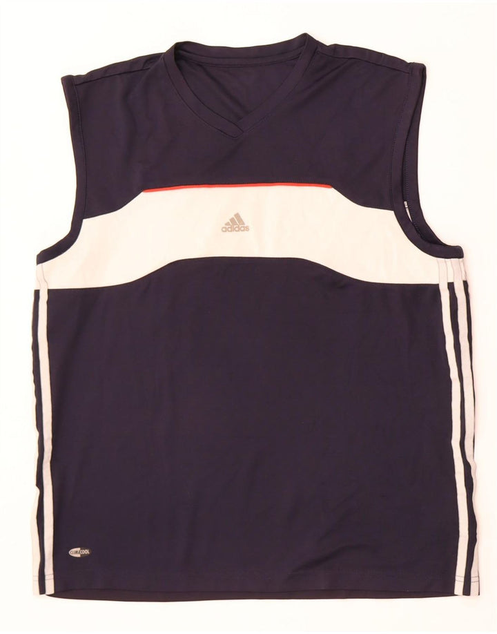 Canotta Adidas Climacool da uomo, poliestere color block medio blu navy