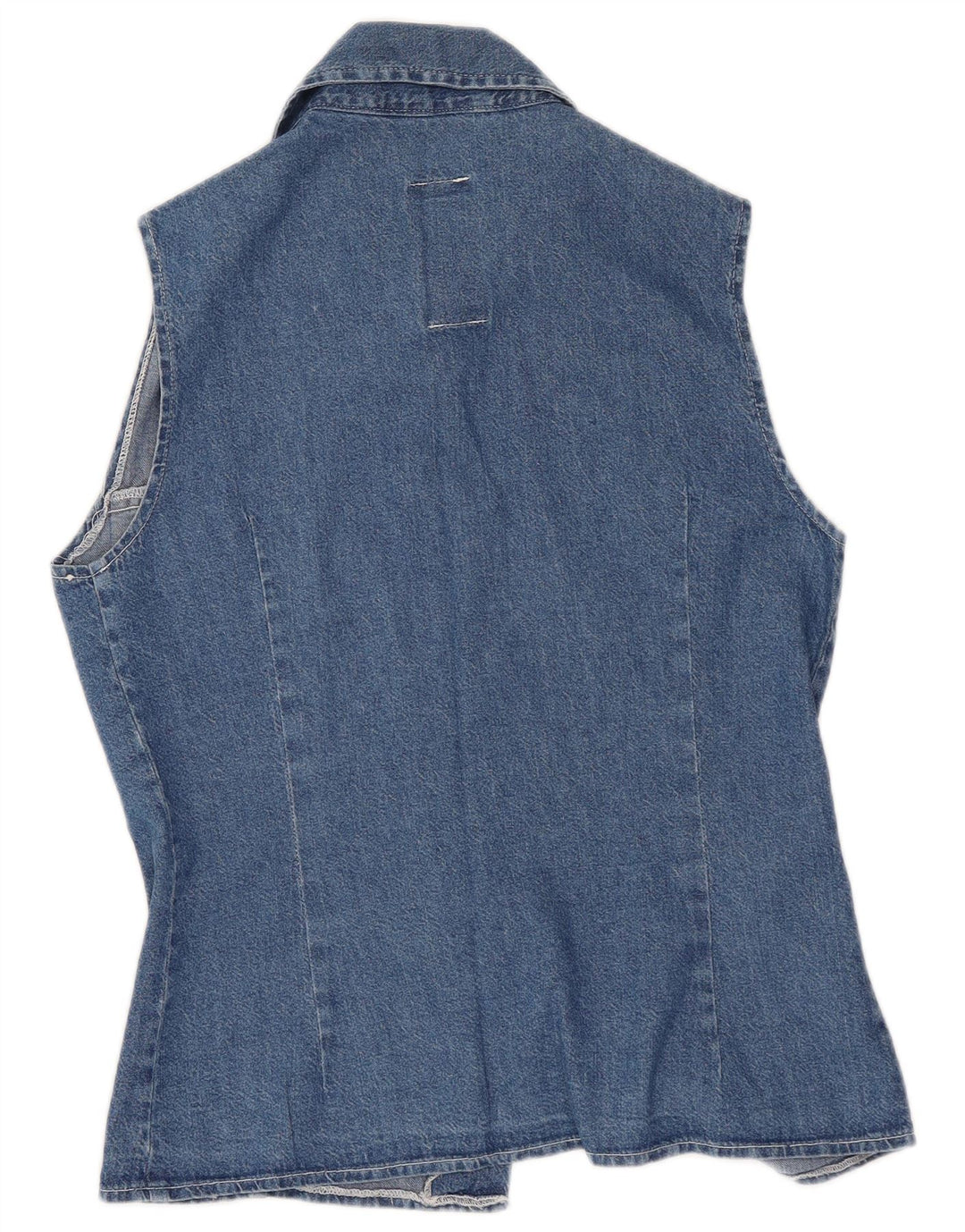 Camicia di jeans senza maniche vintage da donna UK 10 piccola blu