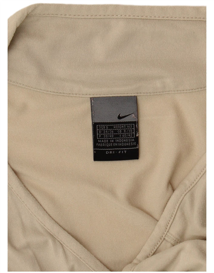 Top Nike Dri Fit da donna a manica lunga UK 8/10 Small Beige