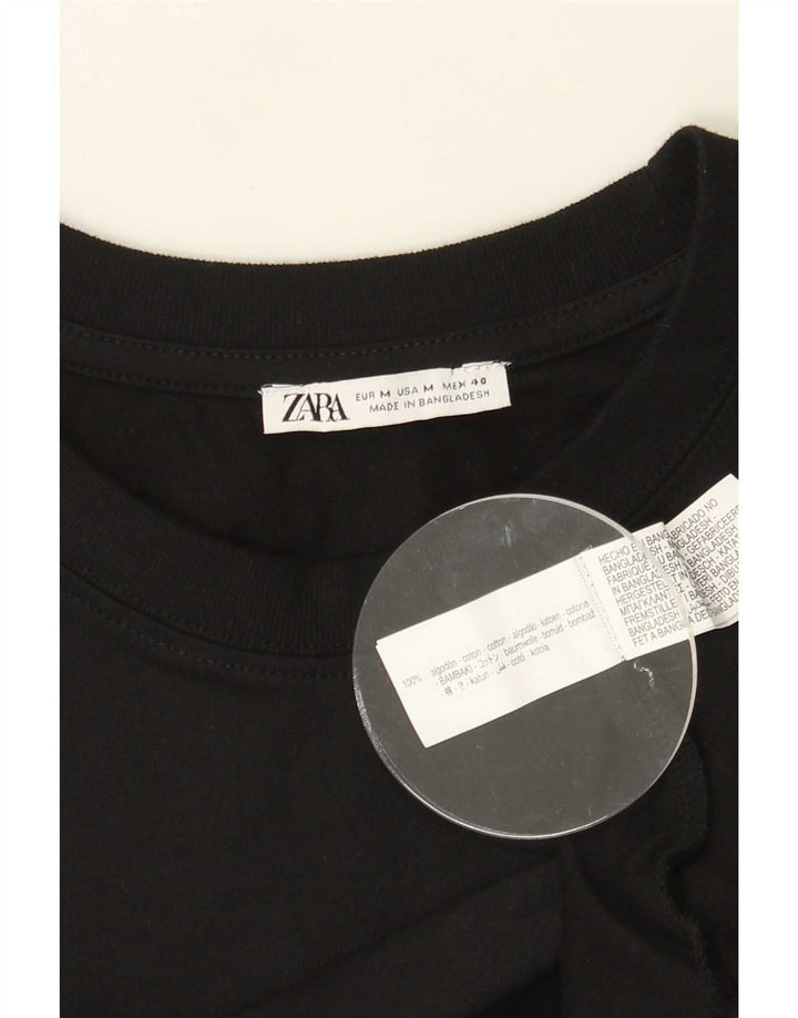Top Zara da uomo a maniche lunghe in cotone nero medio