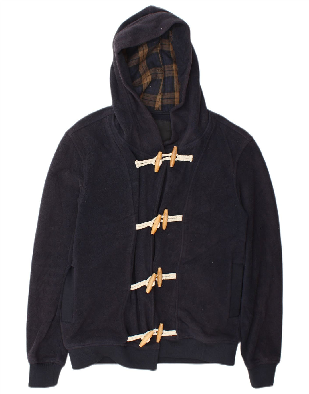 Giacca in pile con cappuccio Zara da donna UK 14 poliestere medio blu navy