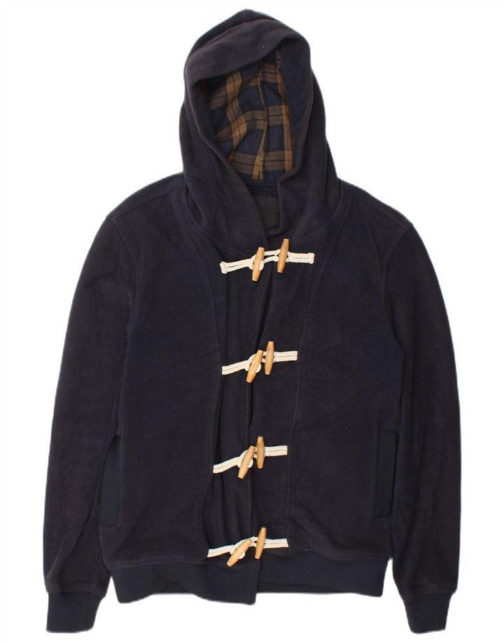Giacca in pile con cappuccio Zara da donna UK 14 poliestere medio blu navy