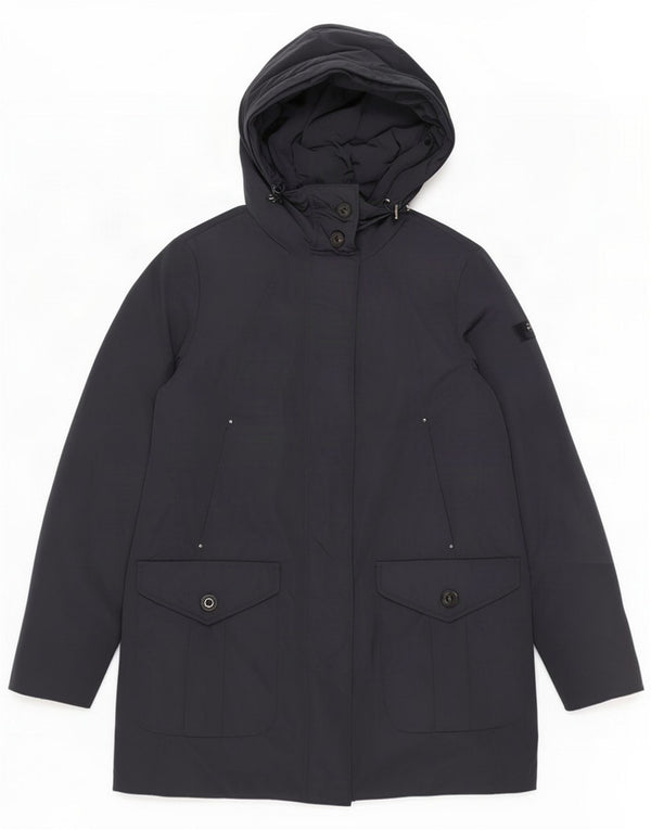 PEUTEREY Womens Hooded Parka Jacket IT 46 Large Navy Blue Polyester