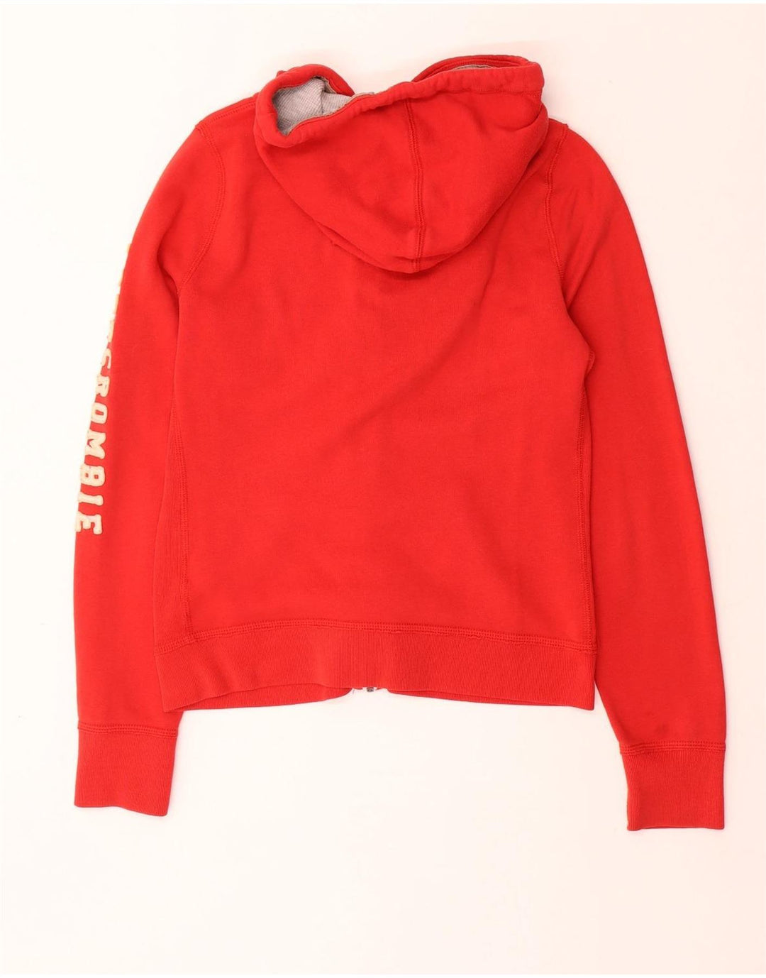 ABERCROMBIE & FITCH Maglione con cappuccio e zip grafica da donna UK 14 Large Rosso