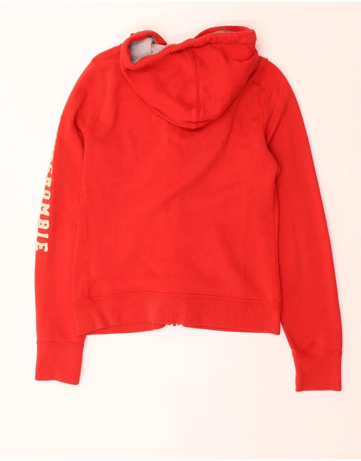 ABERCROMBIE & FITCH Maglione con cappuccio e zip grafica da donna UK 14 Large Rosso