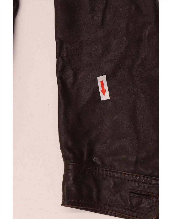 Giacca in pelle vintage da uomo UK 36 piccola marrone