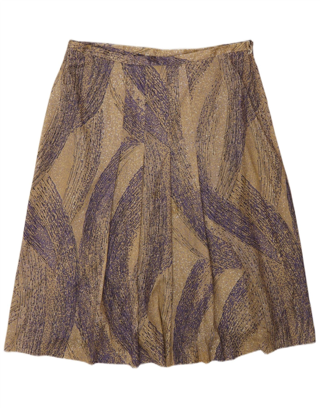 Gonna a trapezio con motivo astratto da donna vintage W34 grande poliestere beige