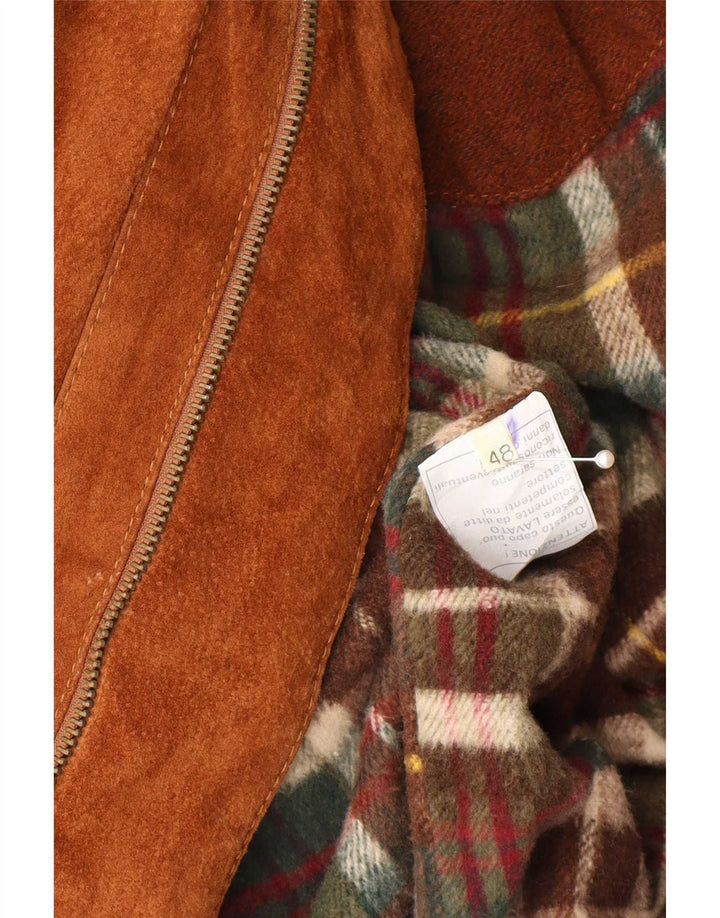 Soprabito vintage da uomo in pelle scamosciata IT 48 in pelle marrone medio