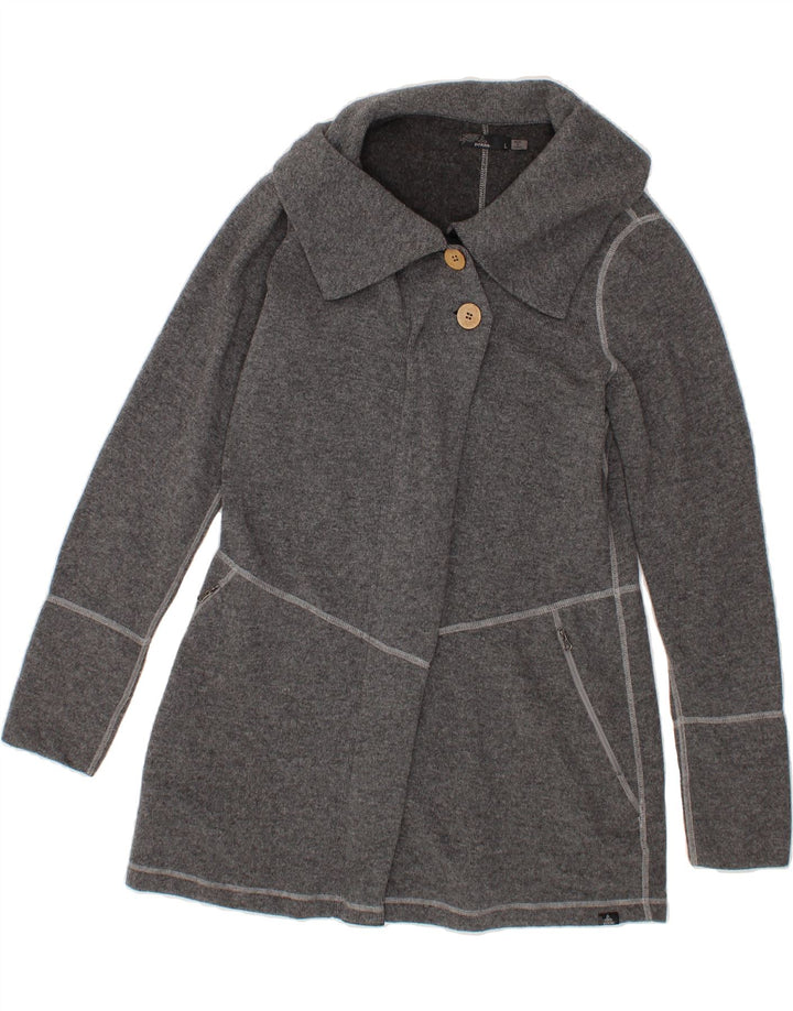 PRANA Womens Longline Cardigan Sweater UK 16 Large Grey Polyester Vintage Prana and Second-Hand Prana from Messina Hembry 