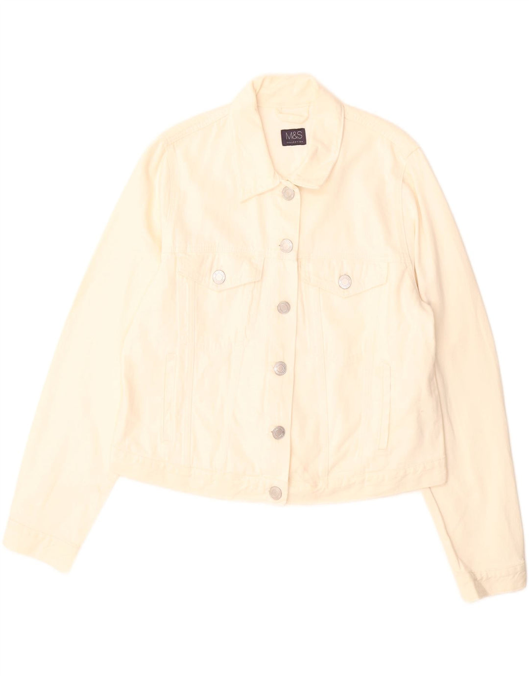 Giacca di jeans corta Marks & Spencer da donna UK 16 grande cotone bianco sporco