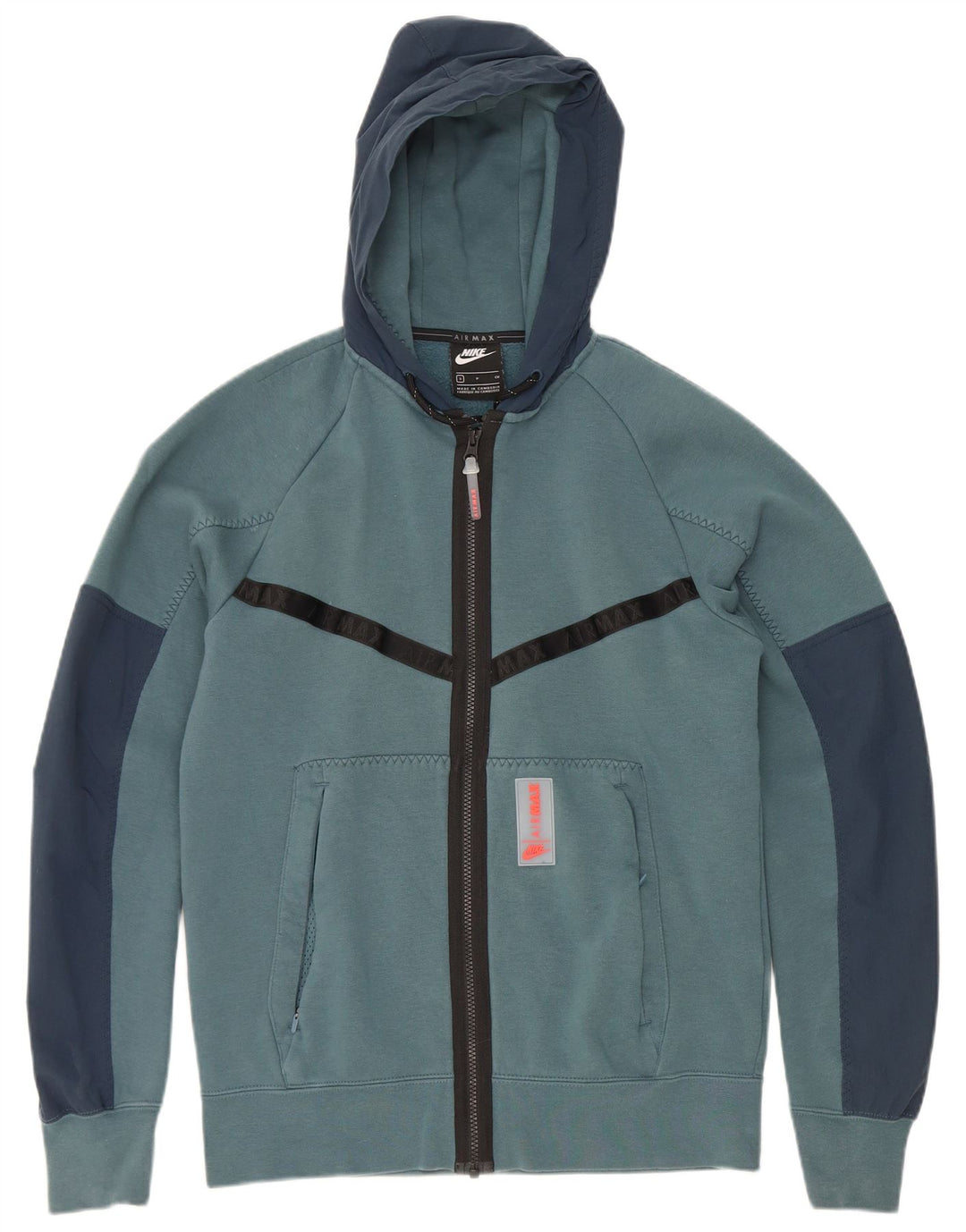 Felpa con cappuccio e zip Nike da uomo, piccola, in poliestere color block blu