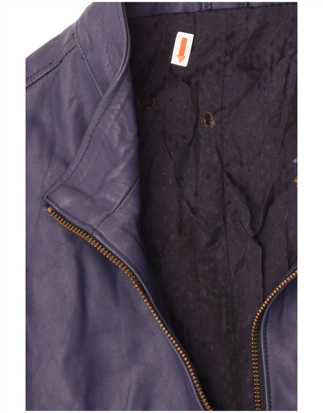 Giacca in pelle bomber da donna vintage UK 14 medio blu navy