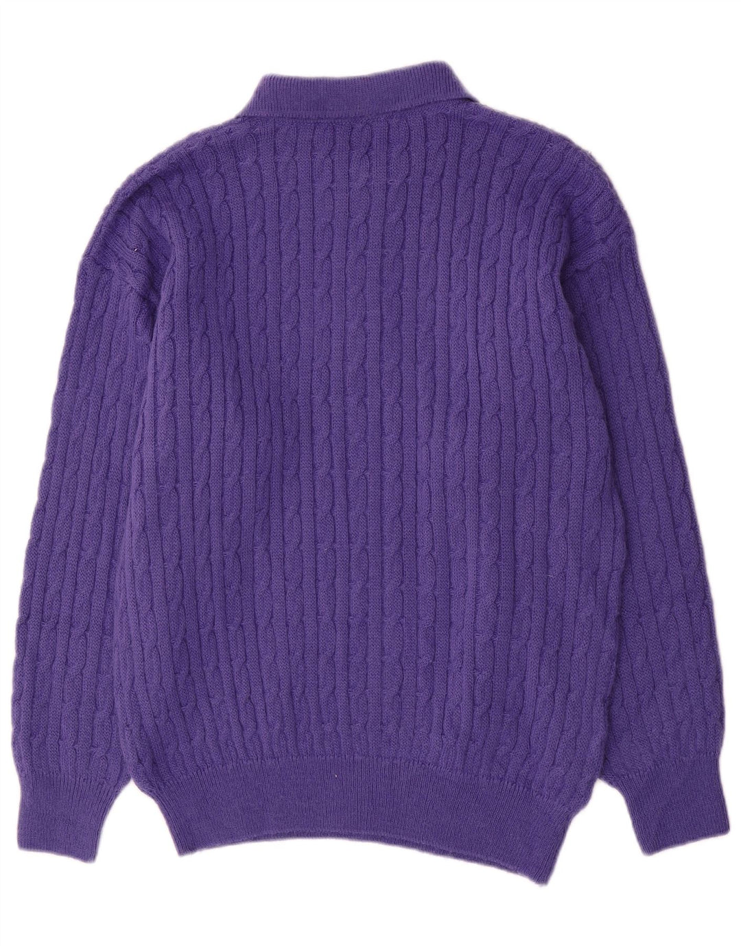 VINTAGE Maglione da uomo con collo alto in lana viola medio