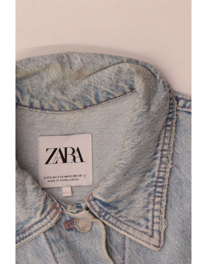 Giacca di jeans oversize da donna Zara UK 10 piccola in cotone color block blu
