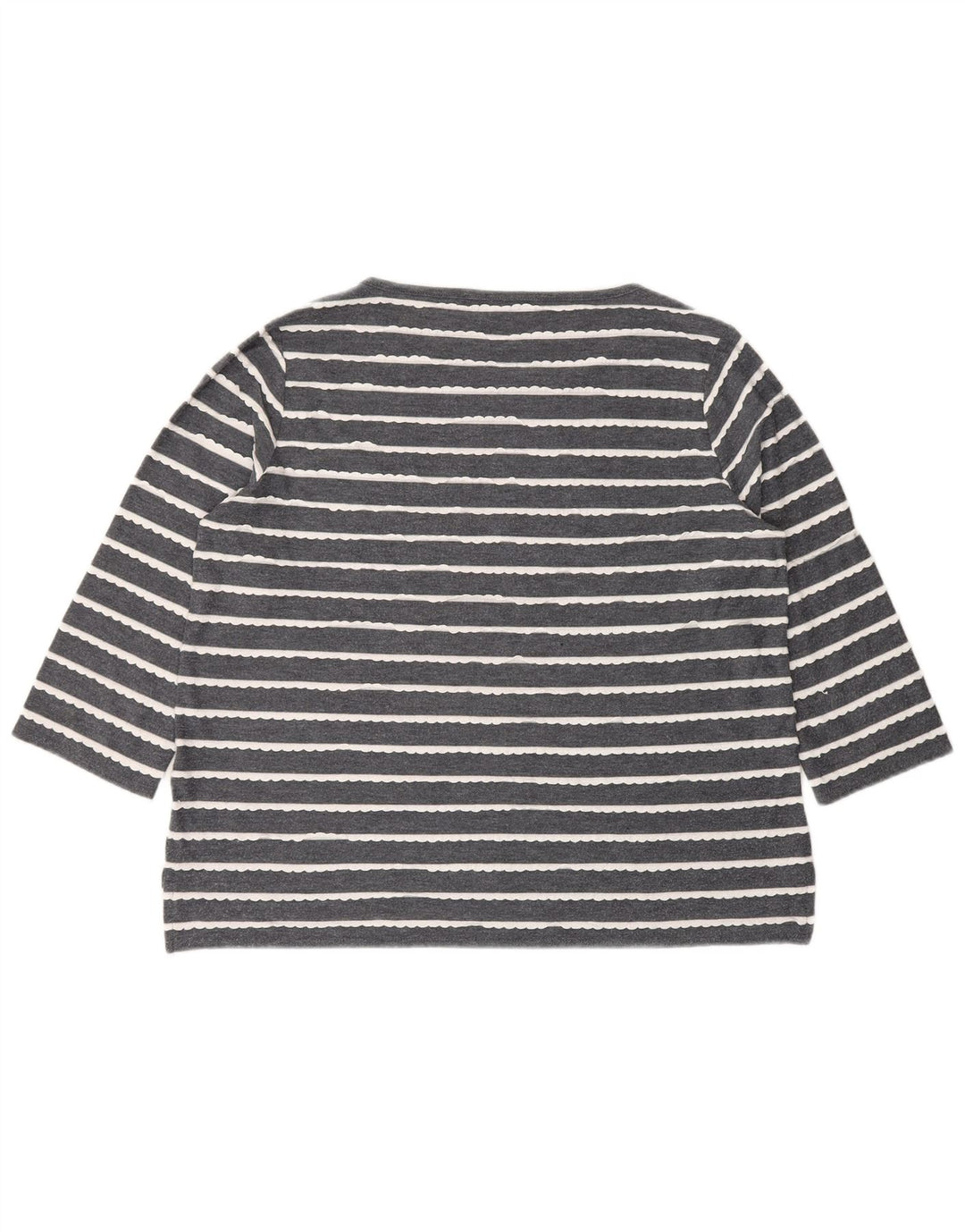Marks & Spencer Top da donna manica 3/4 UK 14 viscosa a righe grigie grandi
