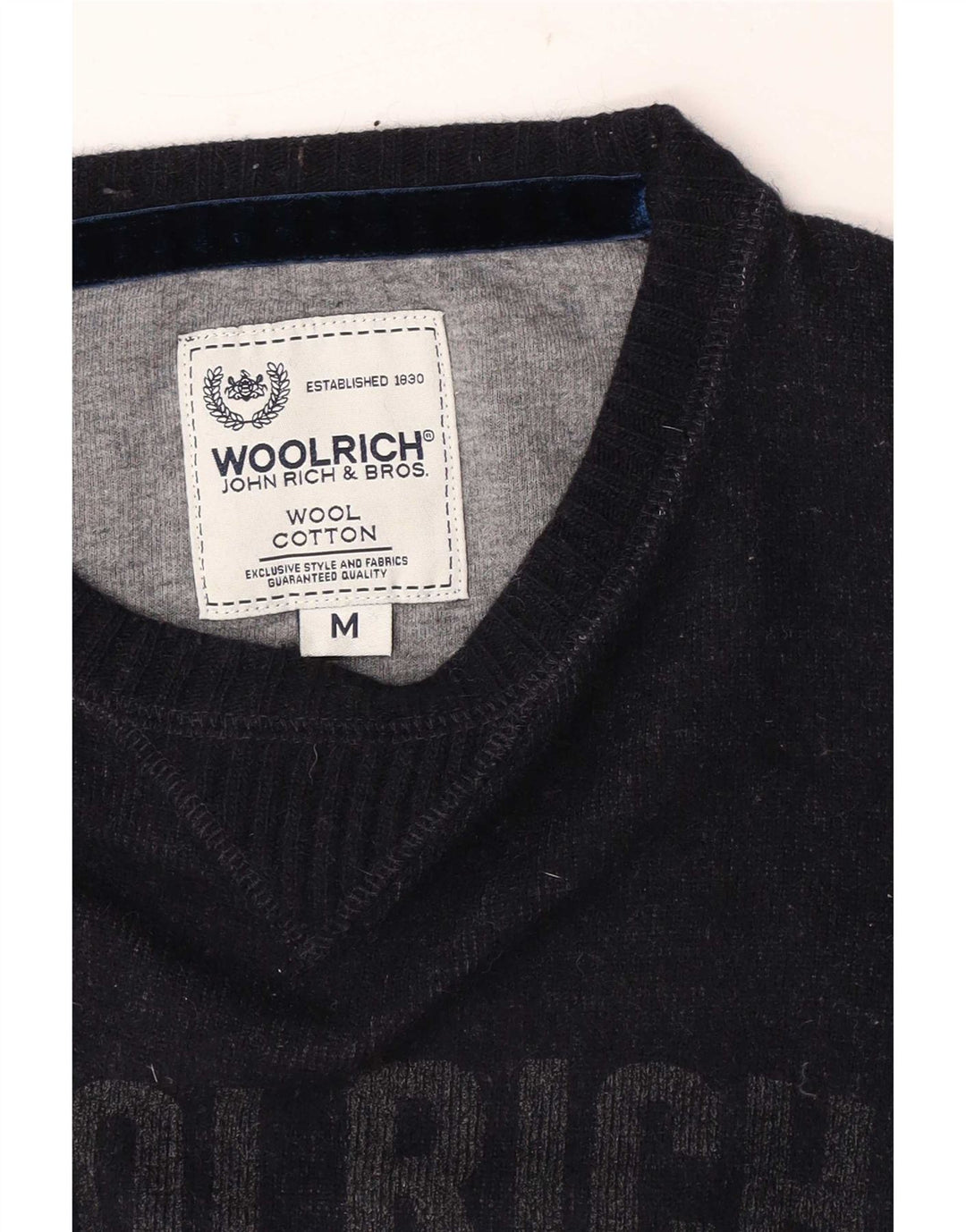 Maglione da uomo con collo a barca grafico Woolrich Lana media blu navy