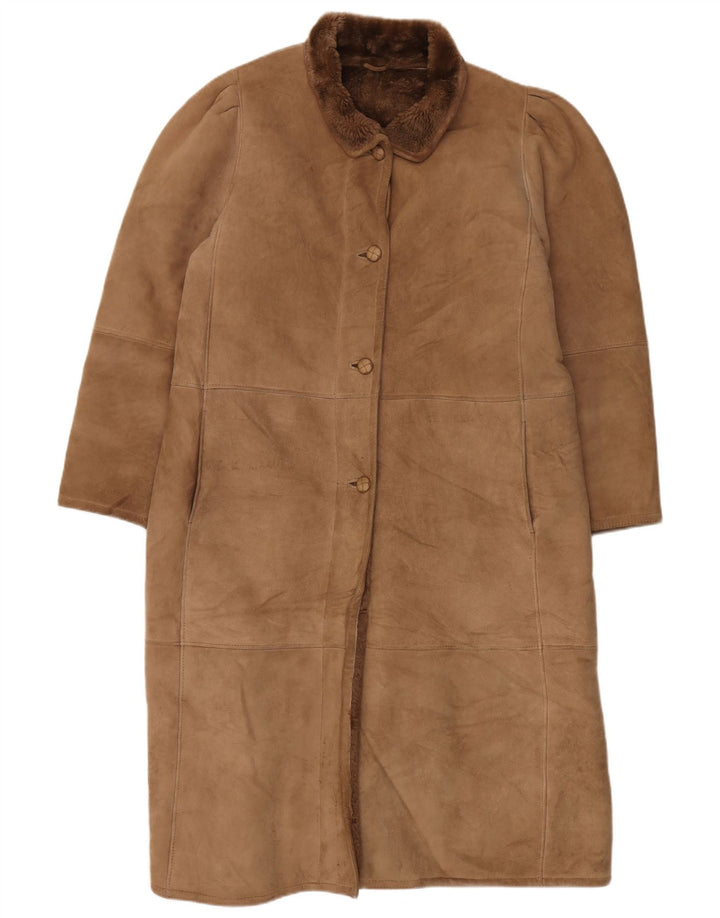 Cappotto in shearling vintage da donna UK 16 grande beige