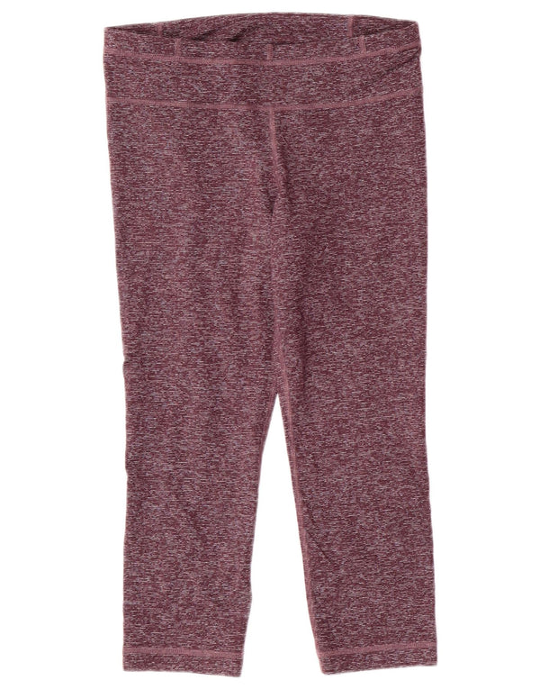 UNDER ARMOUR Womens Capri Leggings UK 10 Small Burgundy Flecked Polyester