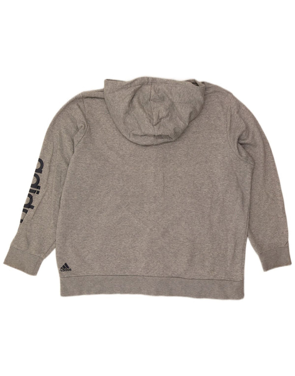 Maglione con cappuccio e zip grafica da uomo Adidas 2XL grigio chiazzato