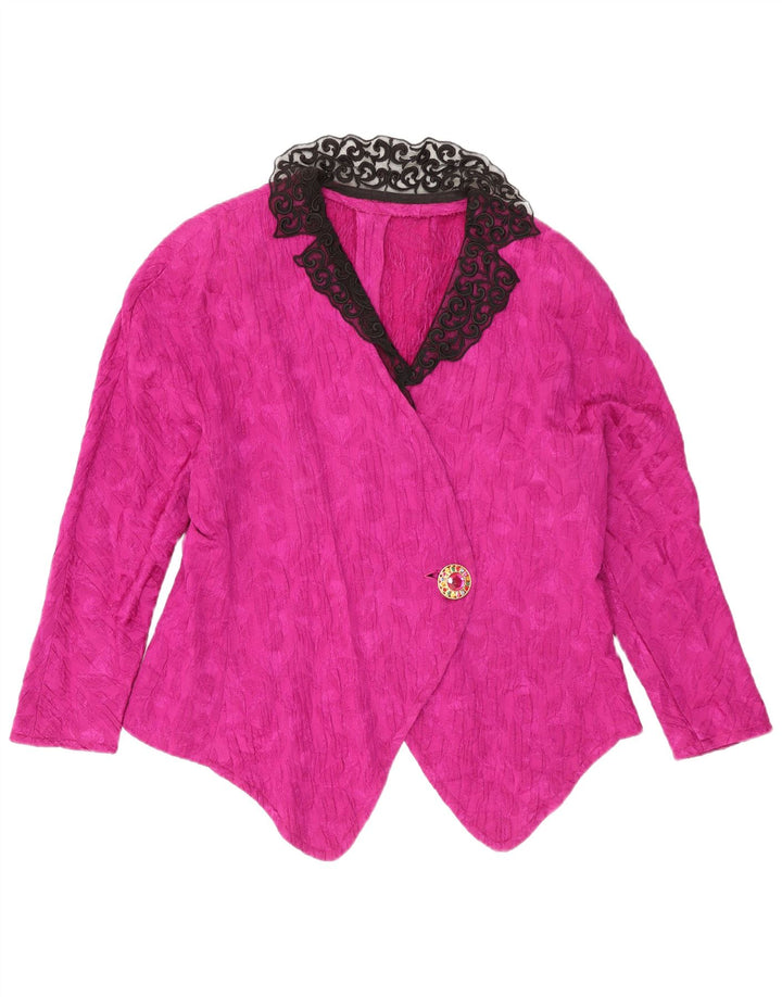 Giacca blazer vintage da donna a 1 bottone UK 16 grande rosa