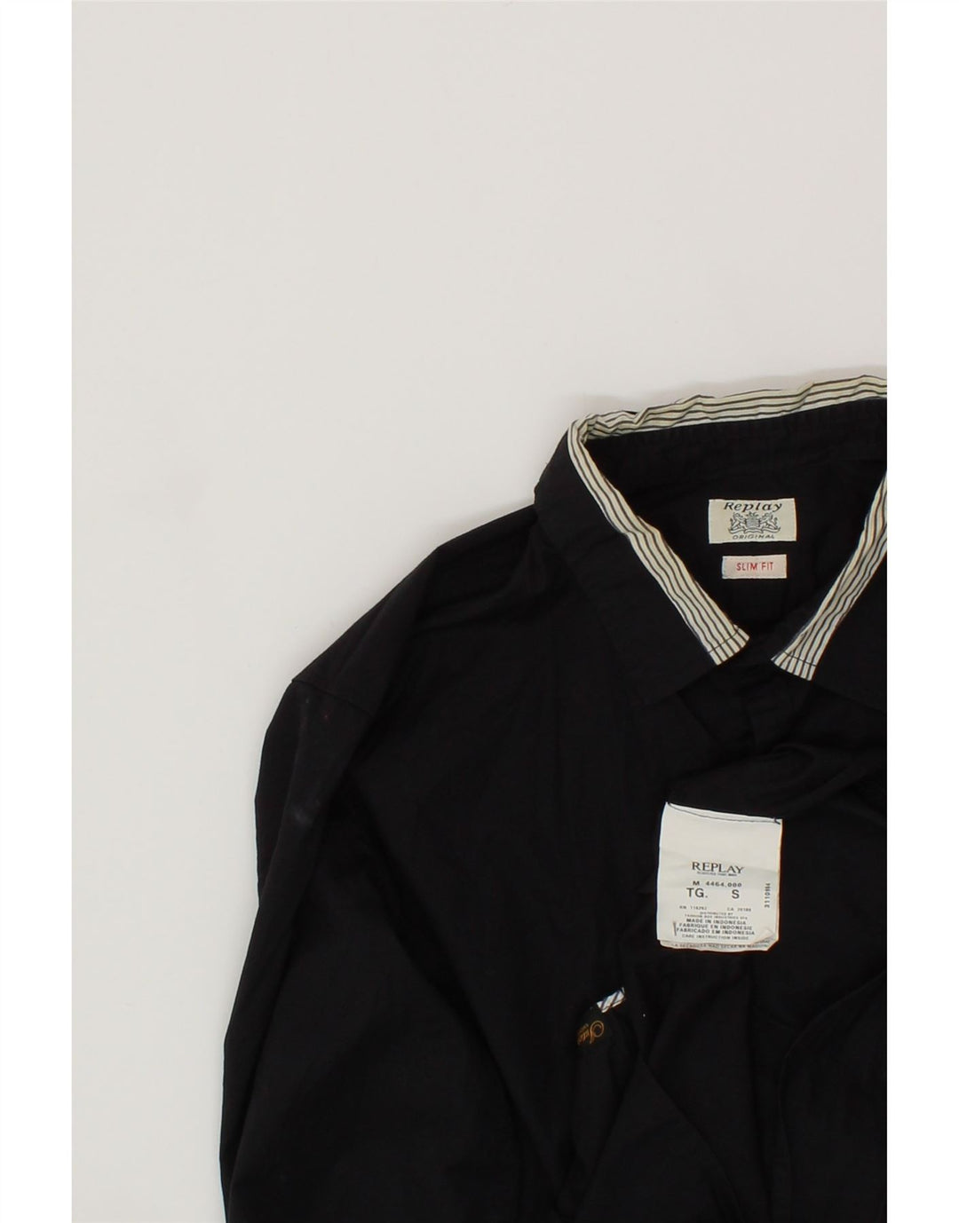 REPLAY Mens Slim Fit Shirt Small Black Cotton Vintage Replay and Second-Hand Replay from Messina Hembry 