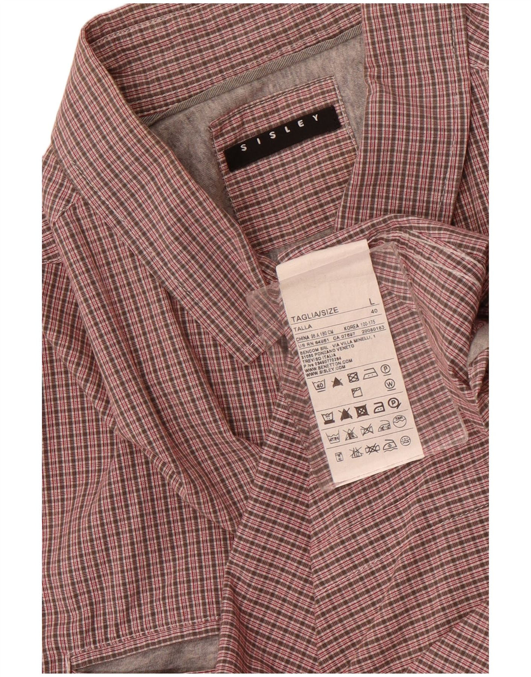 Camicia a maniche corte da uomo Sisley in cotone a quadri rossi grandi