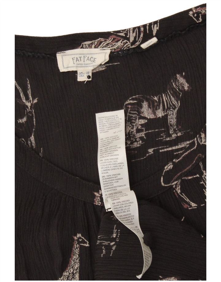 Camicetta grafica da donna Fat Face Top UK 14 Large in viscosa nera