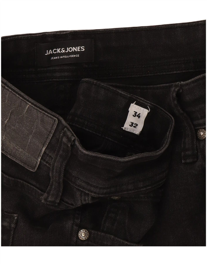 Jack & Jones Uomo GLENN Slim Jeans W34 L32 Cotone Grigio