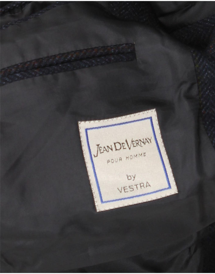 Giacca blazer da uomo a 3 bottoni Vestra UK 40 grande blu navy a spina di pesce
