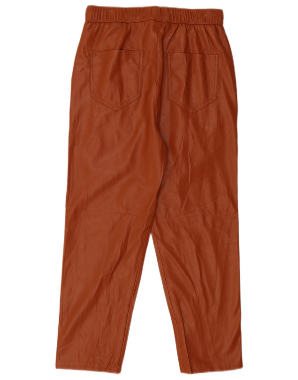 Pantaloni dritti in ecopelle da donna Zara XS W25 L24 Marrone