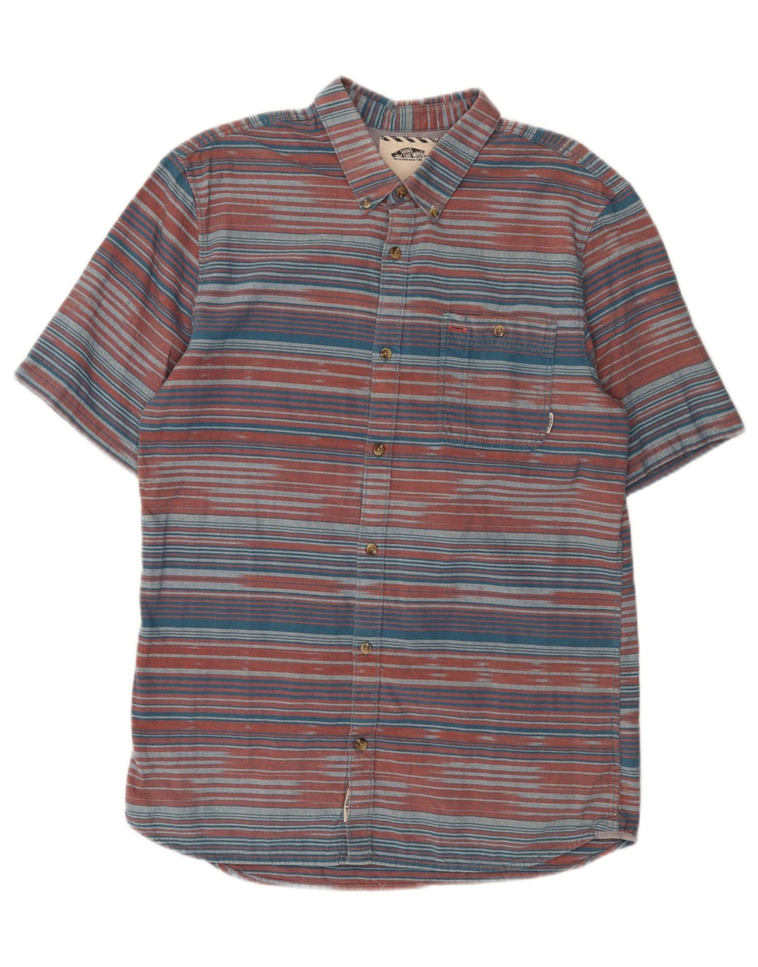 VANS Mens Short Sleeve Shirt Large Multicoloured Striped Cotton