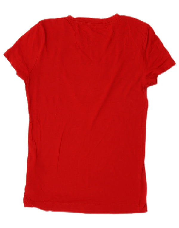 Guess T-shirt grafica da donna Top UK 2 2XS Rosso Cotone