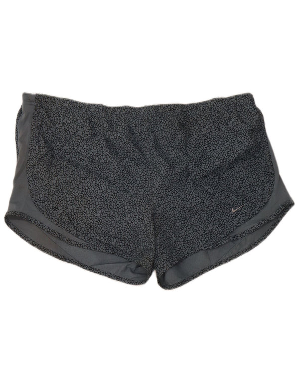 Pantaloncini sportivi NIKE da donna Dri Fit UK 16 grande poliestere grigio con stampa animalier