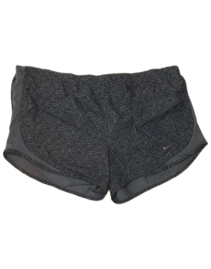 Pantaloncini sportivi NIKE da donna Dri Fit UK 16 grande poliestere grigio con stampa animalier