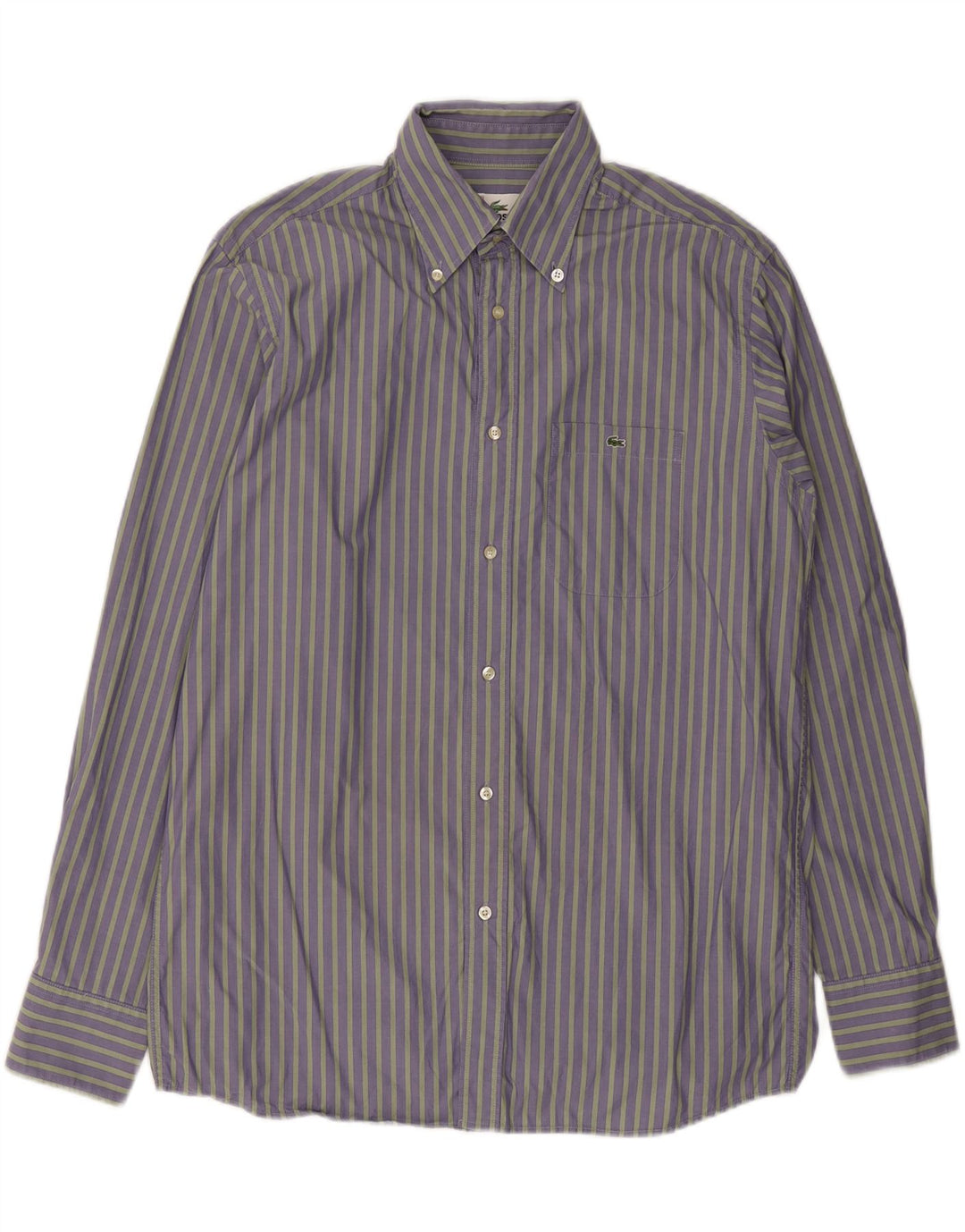 LACOSTE Mens Shirt Size 41 Medium Purple Striped Cotton Vintage Lacoste and Second-Hand Lacoste from Messina Hembry 