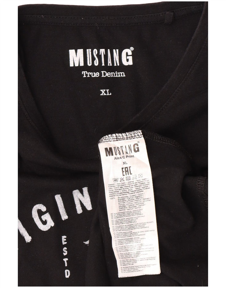 T-shirt grafica da uomo Mustang Top XL in cotone nero