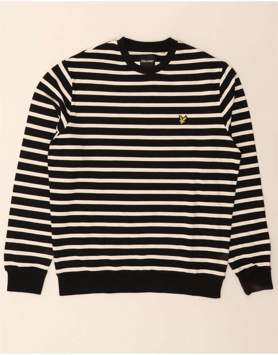 LYLE & SCOTT Maglione girocollo da uomo in cotone a righe grandi nere