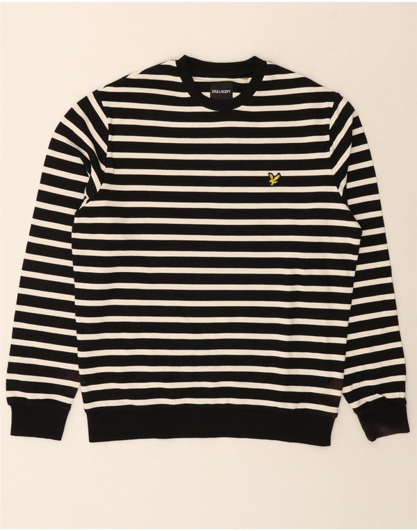 LYLE & SCOTT Maglione girocollo da uomo in cotone a righe grandi nere